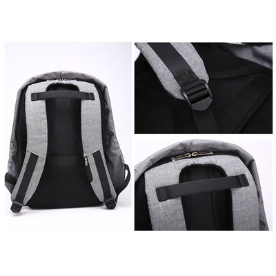 Anti Theft Backpack Waterproof bag School Travel Laptop Bags USB Charging - Grey