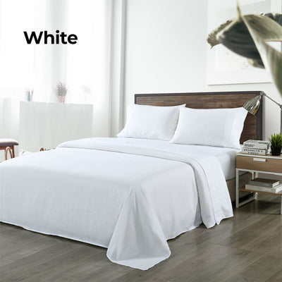 Royal Comfort Bamboo Blended Sheet & Pillowcases Set 1000TC Ultra Soft Bedding - King - White