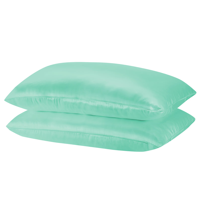 Royal Comfort Mulberry Soft Silk Hypoallergenic Pillowcase Twin Pack 51 x 76cm - Mint