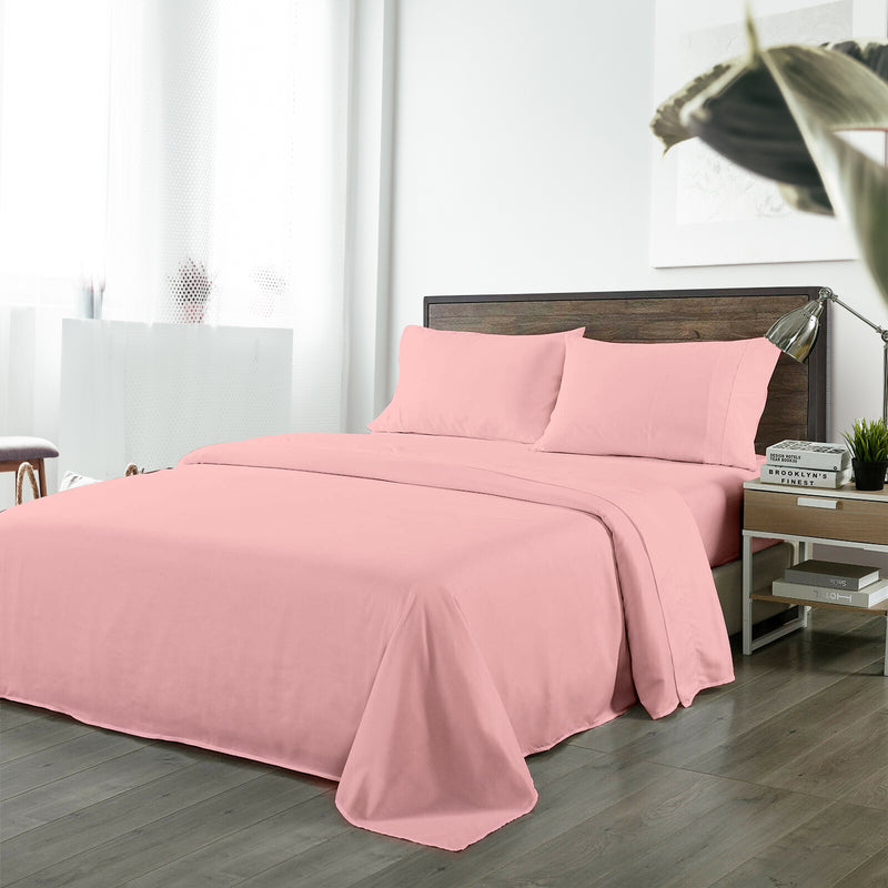 Royal Comfort Bamboo Blended Sheet & Pillowcases Set 1000TC Ultra Soft Bedding - King - Blush