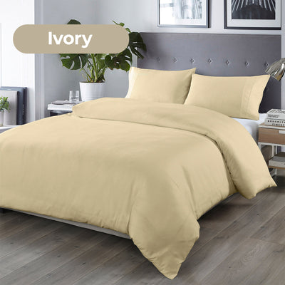 Royal Comfort Bamboo Blended Quilt Cover Set 1000TC Ultra Soft Luxury Bedding - Double - Ivory