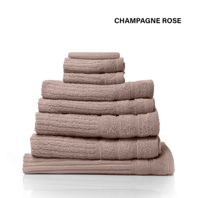 Royal Comfort Eden Egyptian Cotton 600GSM 8 Piece Luxury Bath Towels Set - Rose