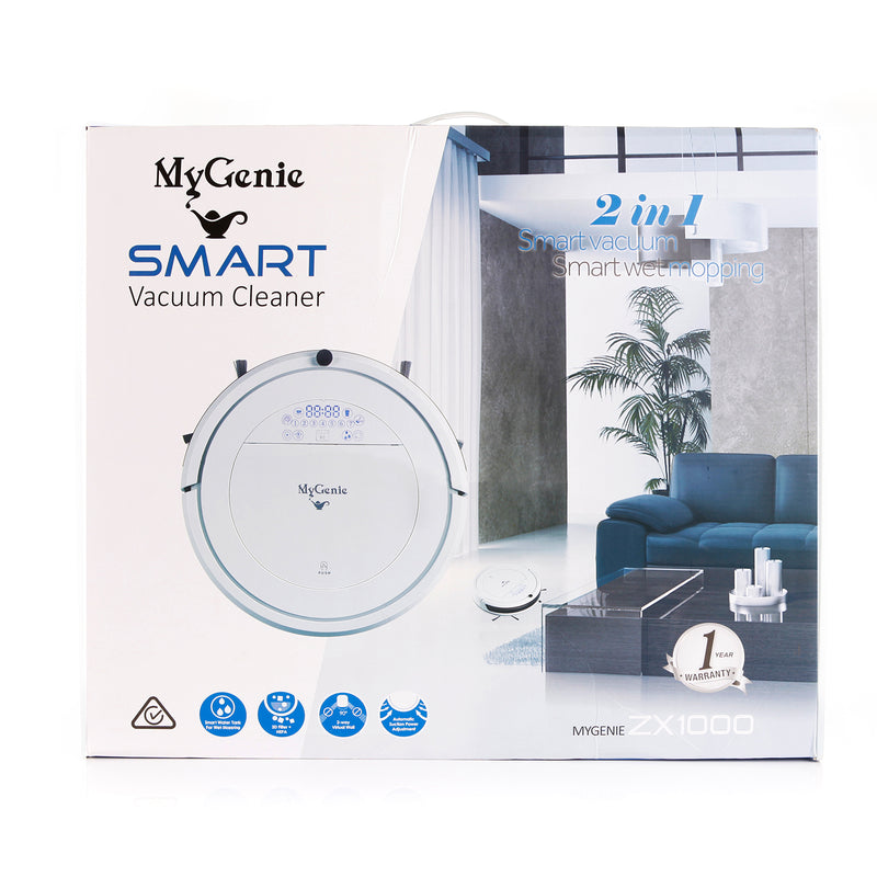 MyGenie ZX1000 Automatic Robotic Vacuum Cleaner Dry Wet Mop Sweep Floor - White