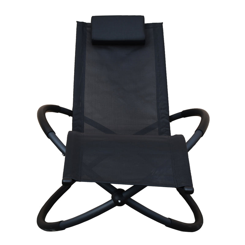 Arcadia Furniture Zero Gravity Portable Foldable Rocking Chair Recliner Lounge - Black