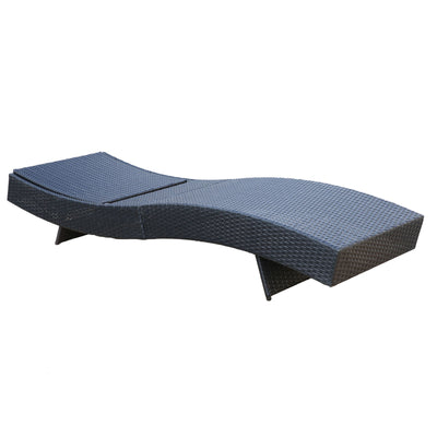 Milano Outdoor Sun Lounge Pool Bed Deck Rattan Chair Curved Design Wicker Sofa