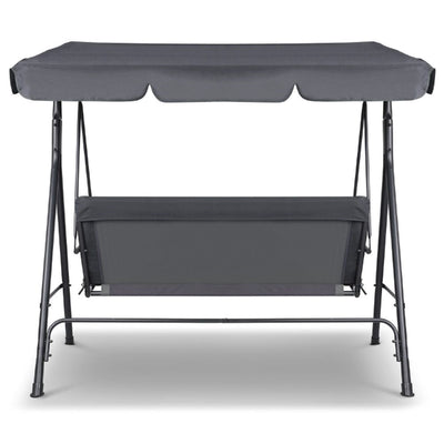 Milano Outdoor Swing Bench Seat Chair Canopy Furniture 3 Seater Garden Hammock - Grey
