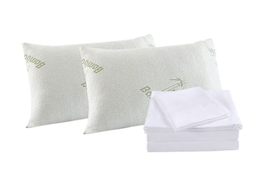 Royal Comfort Bamboo Blend Sheet Set 1000TC and Bamboo Pillows 2 Pack Ultra Soft - King - White