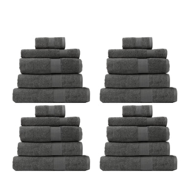 Royal Comfort 20 Piece Cotton Bamboo Towel Bundle Set 450GSM Luxurious Absorbent - Granite