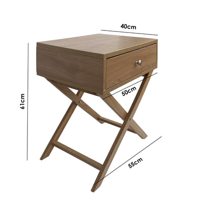 Milano Decor Bedside Table Surry Hills Oak Storage Cabinet Bedroom - Two Pack - Oak