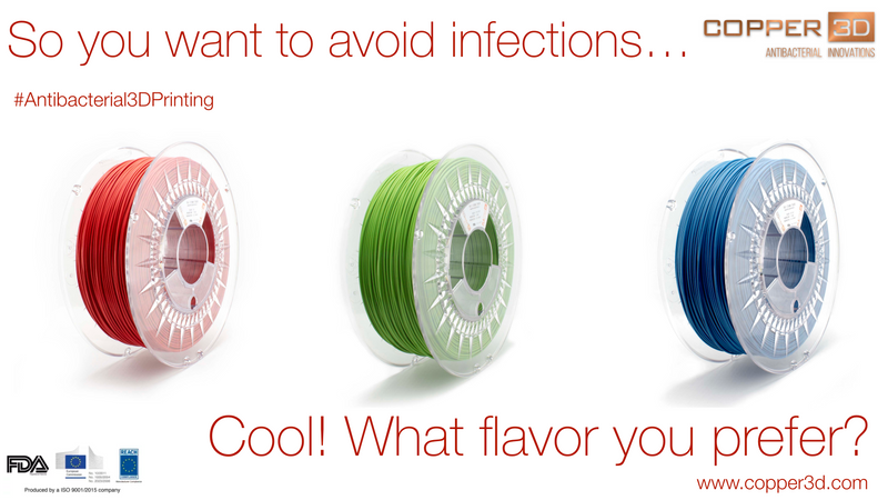 PLA Filament Copper 3D PLActive - Innovative Antibacterial 2.85mm 250gram Sky Blue Color 3D Printer Filament