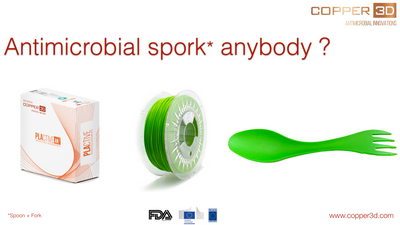 PLA Filament Copper 3D PLActive - Innovative Antibacterial 2.85mm 2.3kg Apple Green Color 3D Printer Filament On Demand