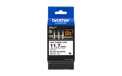 Brother 11.7MM BLACK ON WHITE HEAT SHRINK TUBE CARTRIDGE compatible with PT-E300VP/PT-E550WVP
