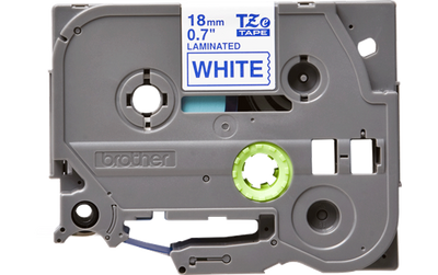 Brother 3/4" 18 mm Blue on White TZe P-Touch Tape for Brother PT-1900, PT1900 Label Maker.