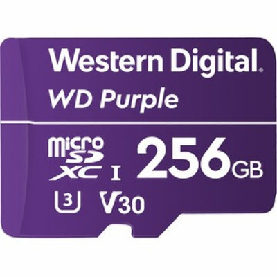 WESTERN DIGITAL Digital WD Purple 256GB MicroSDXC Card 24/7 -25°C to 85°C Weather & Humidity Resistant for Surveillance IP Cameras mDVRs NVR Dash Cams Drones