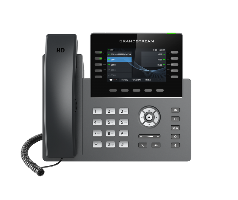 GRANDSTREAM GRP2615 10 Line IP Phone, 16 SIP Accounts, 480x272 Colour Screen, HD Audio, Powerable Via POE