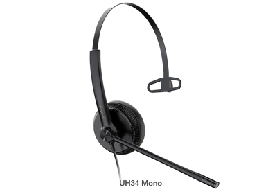 YEALINK UH34 Mono Wideband Noise Cancelling Microphone - USB Connection, Leather Ear Cushions, Designed for Microsoft Teams