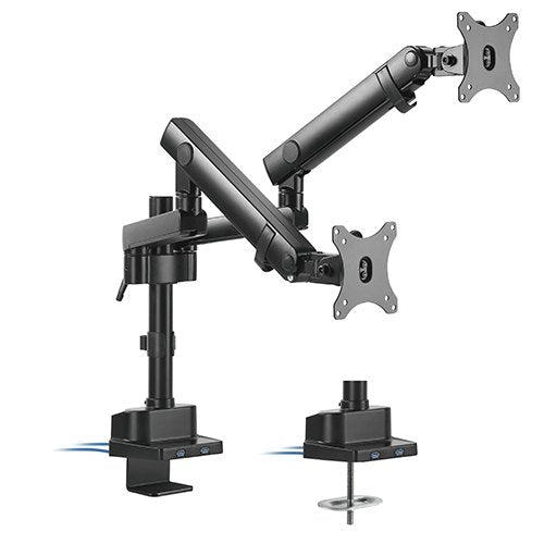 Brateck Dual Monitor Aluminum Slim Pole Held Mechanincal Spring Monitor Arm Fit Most 17&