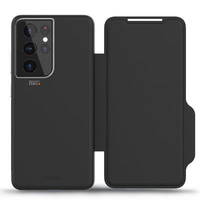 FORCE TECHNOLOGY Monaco Wallet Case for Samsung Galaxy S21 Ultra 5G - Black EFCFLSG272BSG, 6m Military Standard Drop Tested, Convenient card/cash pockets