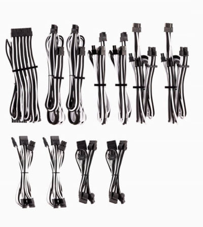 CORSAIR Corsair PSU - WHITE/BLACK Premium Individually Sleeved DC Cable Pro Kit, Type 4 Generation 4