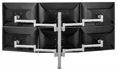 Atdec Six Monitor Arm 750mm Post Desk Mount. Max load: 0-9kg per arm 12kg middle arm - Silver