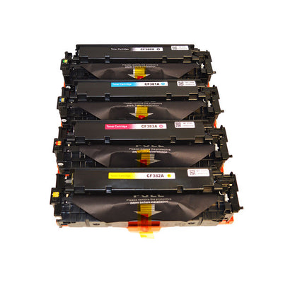 HP Compatible CF380X #312X Series Premium Generic Remanufactured Laser Toner Cartridge Set 4 cartridges