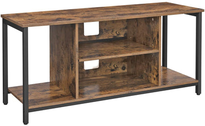 TV Console Unit with Open Storage Rustic Brown and Black Industrial 