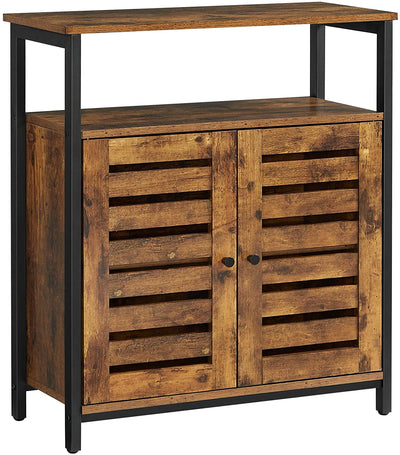 Standing Cabinet with Shelf Cupboard with Louvred Doors Rustic Brown 