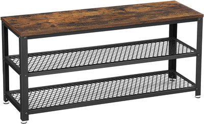 Shoe Rack with 2 Shelves 100 x 30 x 45 cm Rustic Brown and Black 