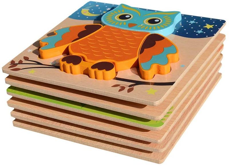 6 Pack Wooden Animals Puzzles for Toddlers Kids 3+ Years Old Educational Preschool Toys