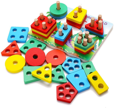 Geometric Wooden Shape sorter Educational Preschool Toddler Toys for 3 to 5 Year Old for Kids