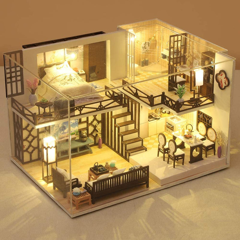 Dollhouse Miniature with Furniture Kit Plus Dust Proof and Music Movement - Creative Room (1:24 Scale Creative Room Idea)