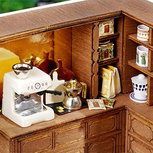 Dollhouse Miniature with Furniture Kit Plus Dust Proof and Music Movement - Forest Tea Shop