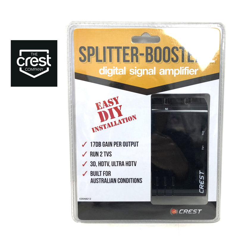 Crest UHF VHF Digital TV Signal Splitter Distributor 2 Outputs