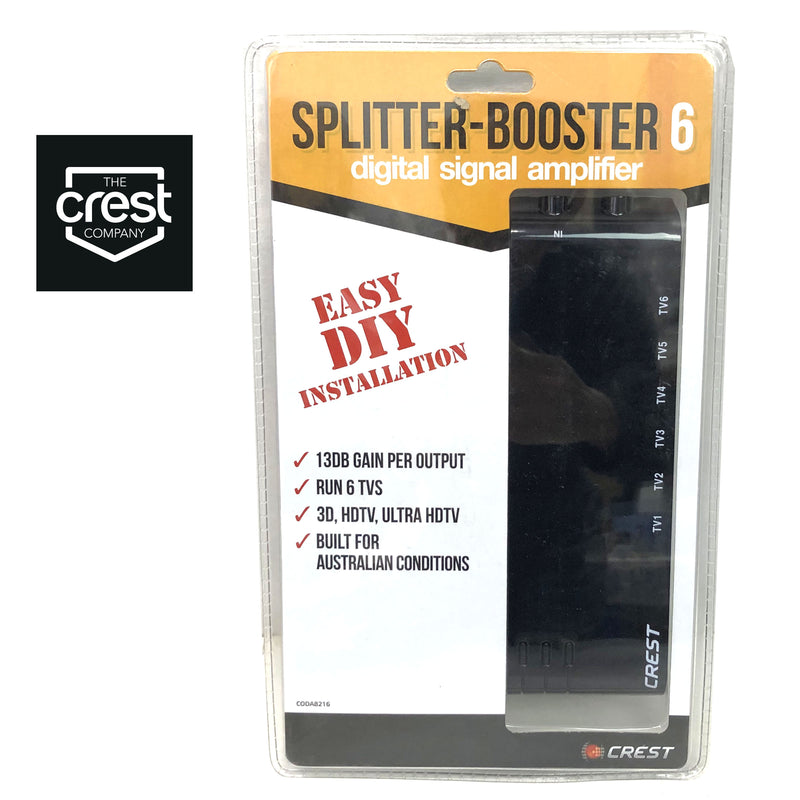 Crest UHF VHF Digital TV Signal Splitter Distributor 6 Outputs