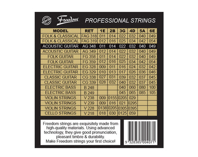 Freedom 10 Pack Acoustic Guitar Strings - Light Gauge AG348-10PK