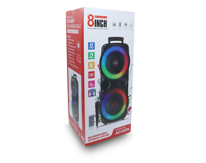 Precision Audio Dual 8" Portable Karaoke Bluetooth Party Speaker  AO8209