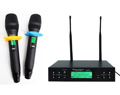 Twin Channel Professional Wireless Microphone System Dual XLR Out MIC24