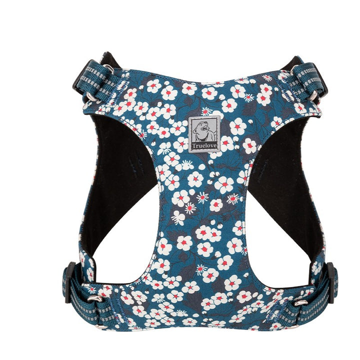 Floral Doggy Harness Saxony Blue L