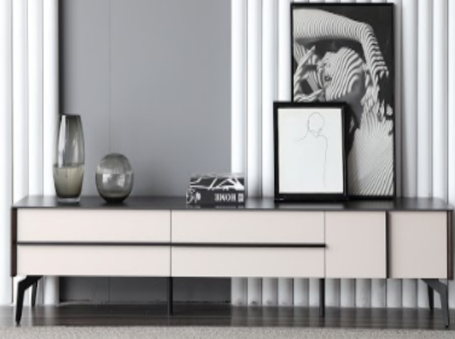 AMELIA Mordern Minimalistic/ Entertainment TV Unit-200cm Ceramic Top /MDF & Metal