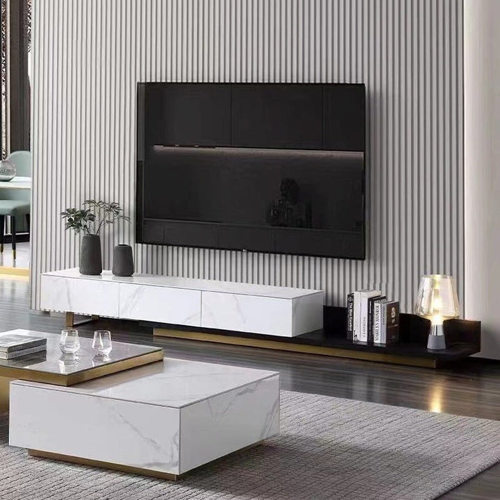 VAVA Ceramic Top Extendable Entertainment Unit/TV Stand/Ceramic top/ MDF shelves and cabinets