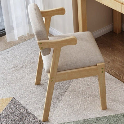 Solid Timber Z Shape Dining Chair (Set of 2)/Pinewood/Cotton and Linen