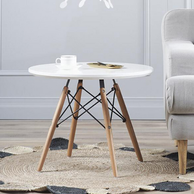 Simple White Color Round Coffee Table 80cm