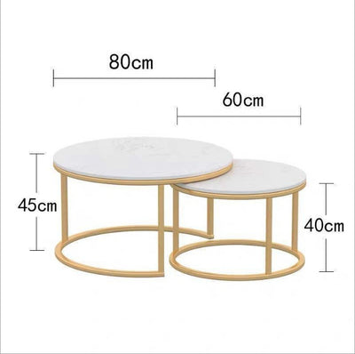 Caitliny Nesting Coffee Table Set Matte Black Frame/Glossy Ceramic top/steel legs