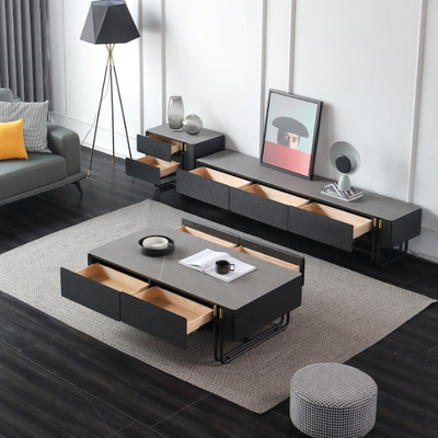 ELLA Modern Coffee Table-120cm Ceramic Top/ Smoke Brown Ash