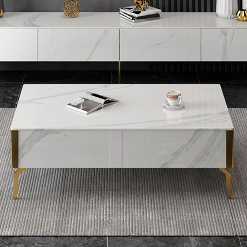 EAVAN Mordern Minimalistic/ Coffee Table/ Tea Table - 130cm Ceramic Top White