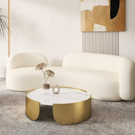 TINA Ceramic Coffee Table Nesting Coffee Table/Ceramic Table Top/Golden powder-coated steel legs