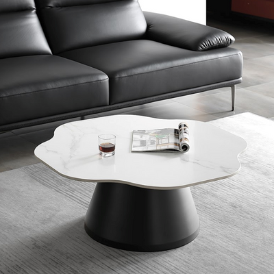 Colette Irregular Ceramic Coffee Table/Ceramic tabletop/Powder-coated metal frame/Contemporary/Minimalistic