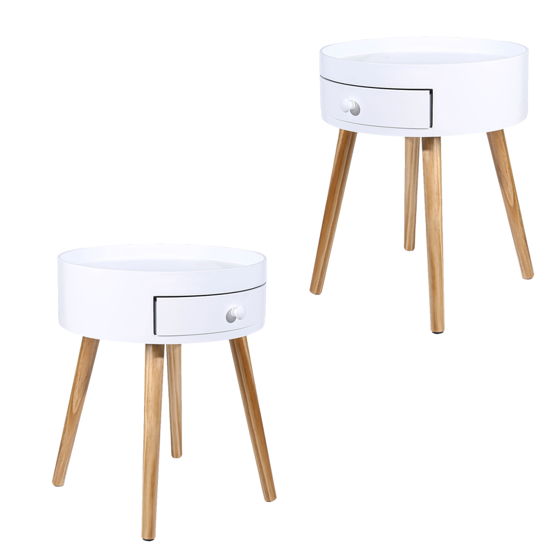 Ezeenq Tray Top Bedside Table Side Table Bedroom Modern Furniture Set of 2