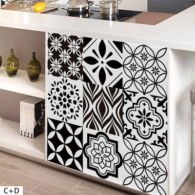 Nordic Wall Sticker Bathroom Waterproof Self-adhesive Tile Sticker  Kitchen Cabinet Decor