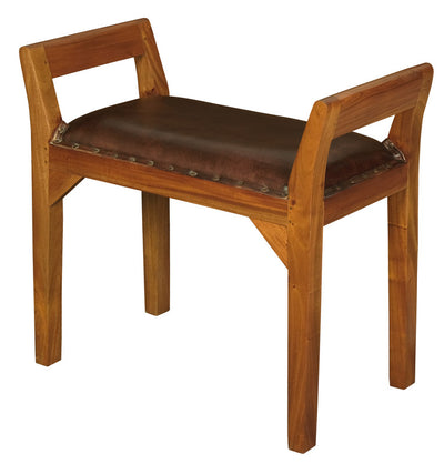 Wilson Genuine Leather Single Seater Stool/Bench (Light Pecan)